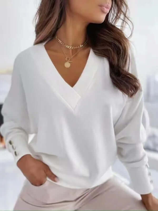 Women's Relaxed Fit V-Neck Knit Sweater