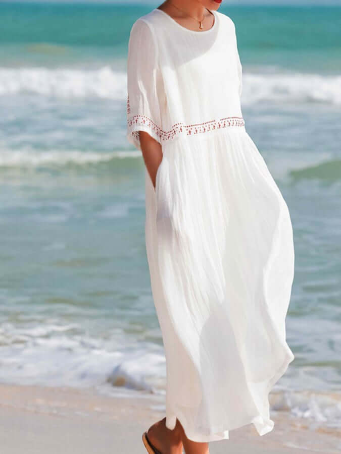 Women's Cotton Embroidered Summer Loose Dress