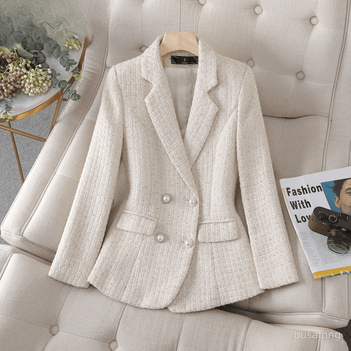 Women's Slim Fit Checked Blazer Jacket