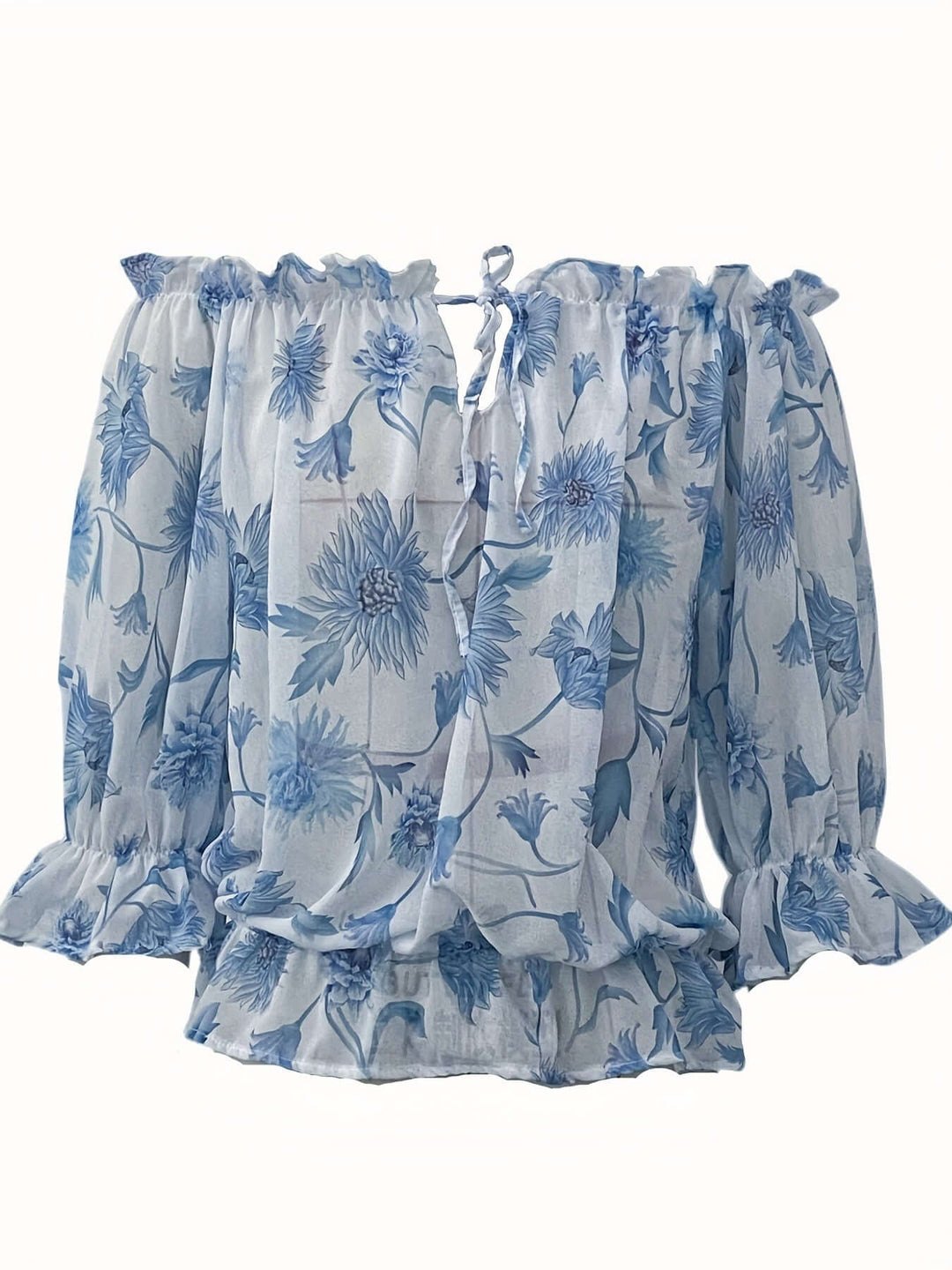 Women's Off-Shoulder Floral Blouse: Summer Balloon Sleeve Top