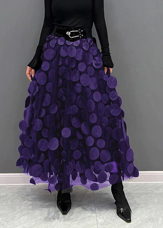 Women's Elegant Midi Tulle Skirt: Black Polka Dot