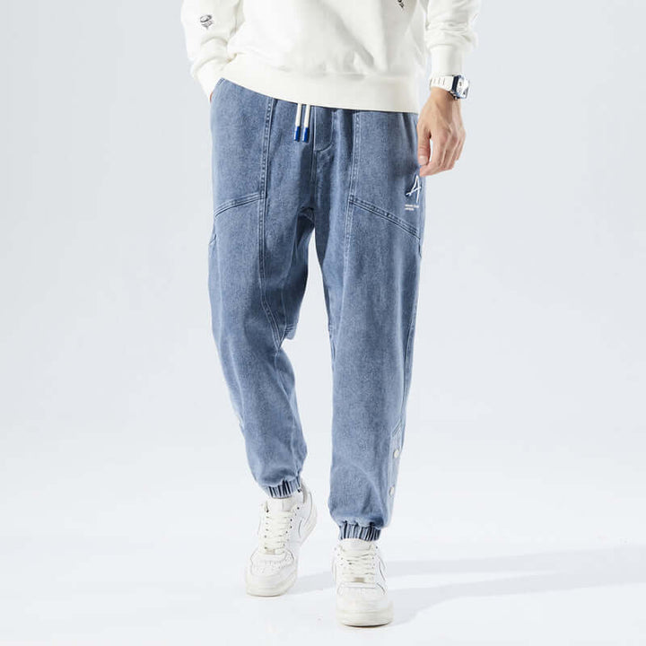 Men's Denim Joggers: Relaxed Fit, Elastic Waist & Cuffs