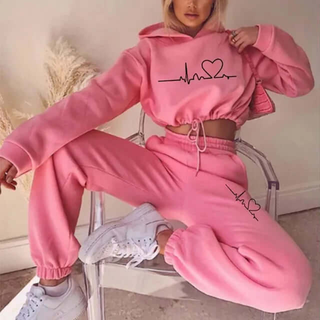 Women's Relaxed-Fit Sports Hoodie & Leggings Set