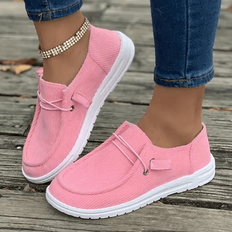 Women's Casual Slip-On Shoes: Ribbed Textile & Rubber Sole