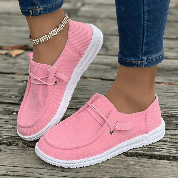 Women's Casual Slip-On Shoes: Ribbed Textile & Rubber Sole
