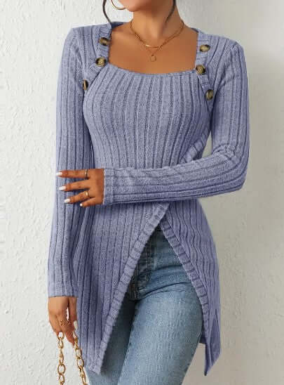 Women's Relaxed Fit Ribbed Button Shirt
