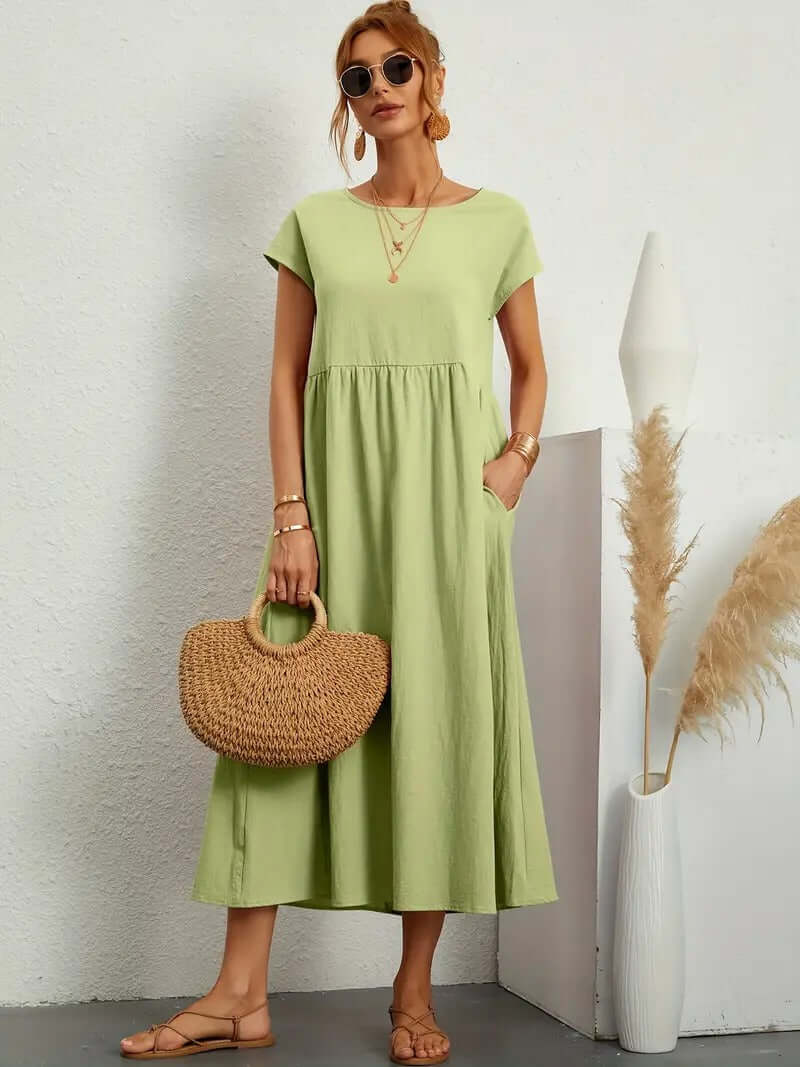 Summer Sleeveless Dress & Handbag Set for Women