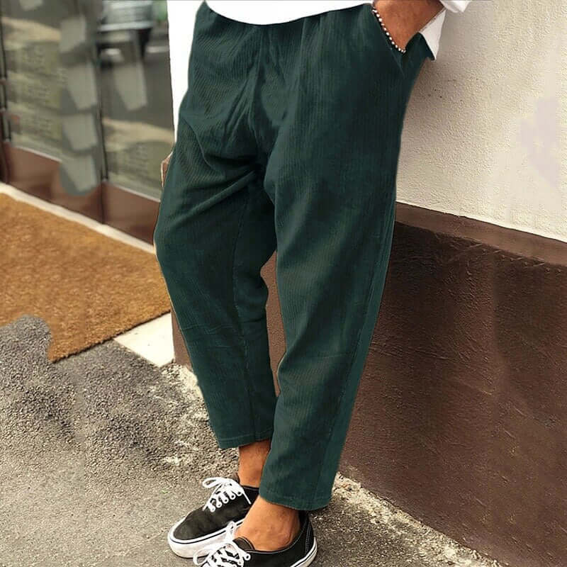 Men's Stylish Ribbed Cropped Pants: Casual Comfort & Style