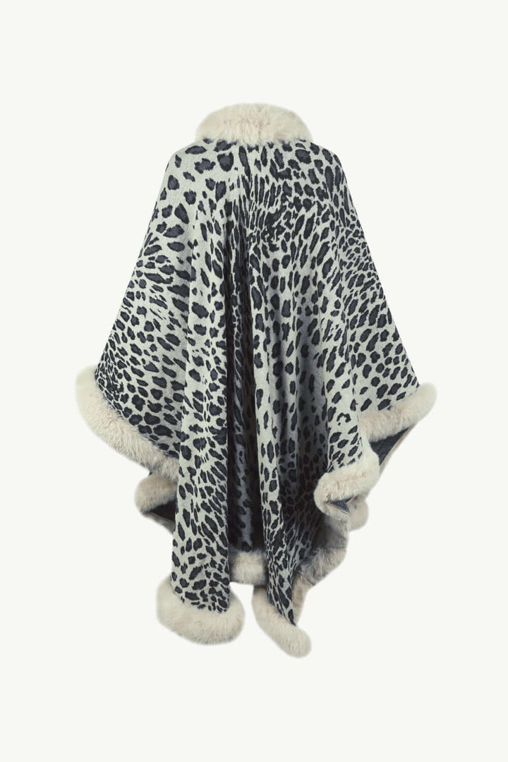 Women's Leopard Print Open Poncho - Stylish & Comfortable