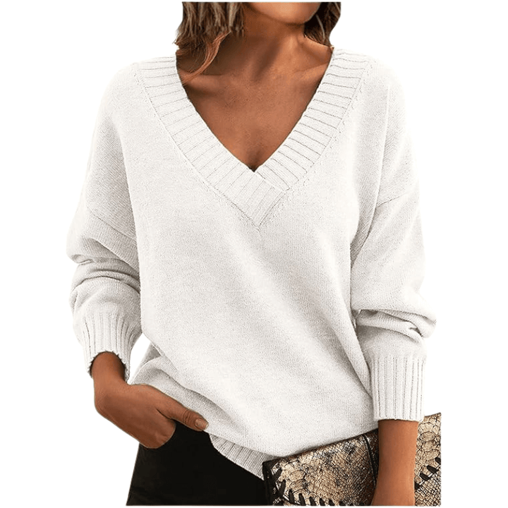 Women's V-Neck Knit Sweater: Soft, Elegant Everyday Wear