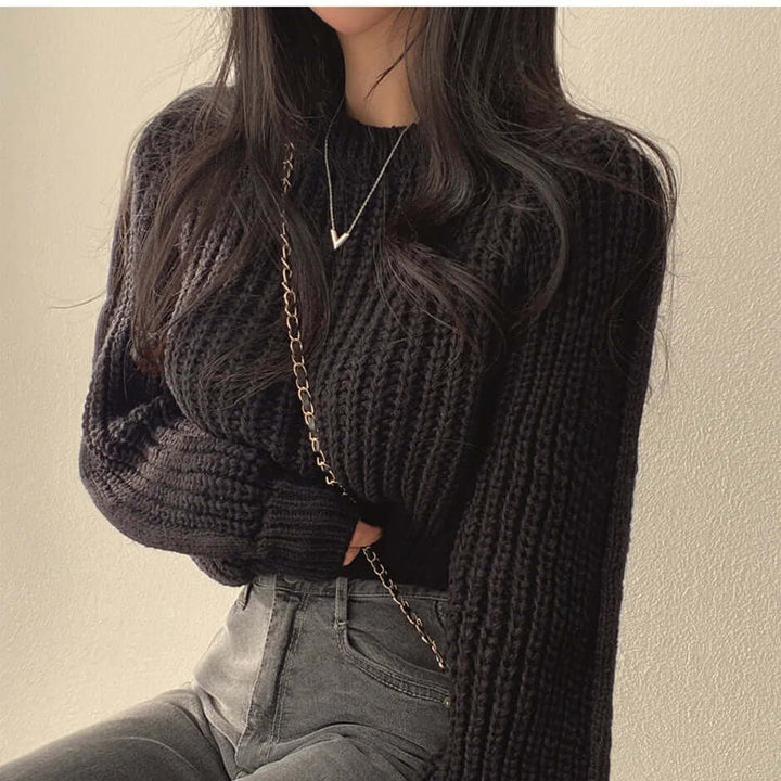 Women's Long-Sleeve Pullover Sweater - Elegant & Cozy