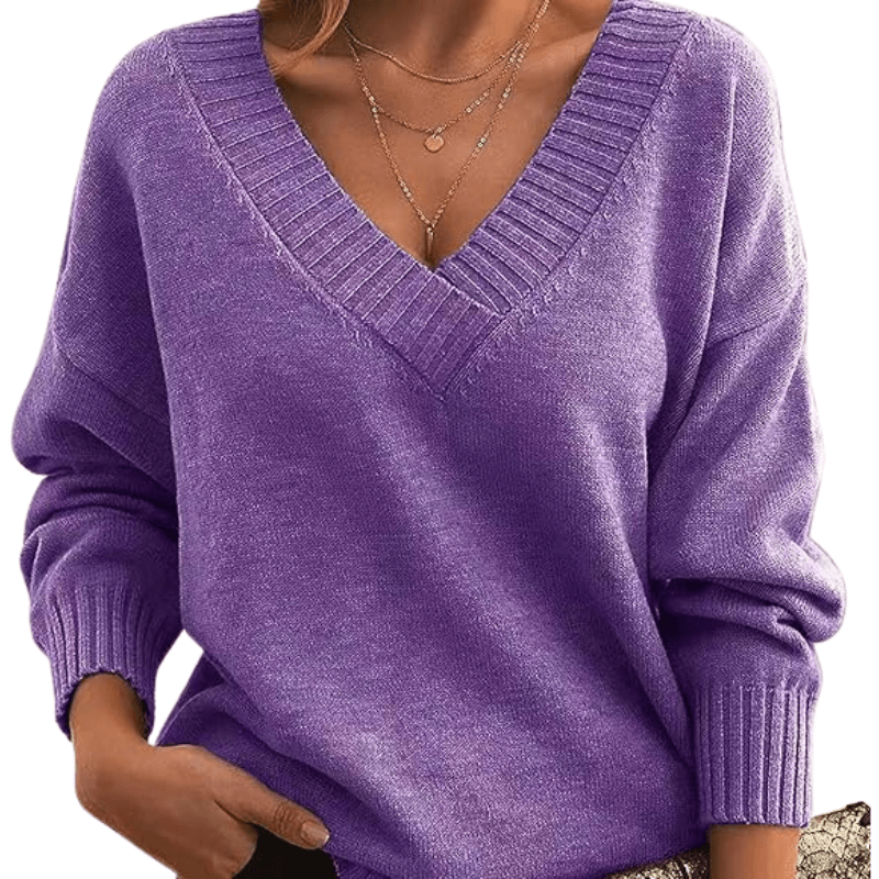 Women's V-Neck Knit Sweater: Soft, Elegant Everyday Wear