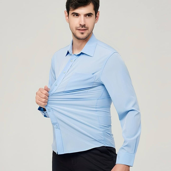 Men's Long-Sleeve Cotton Shirt: Modern Fit Dress Shirt