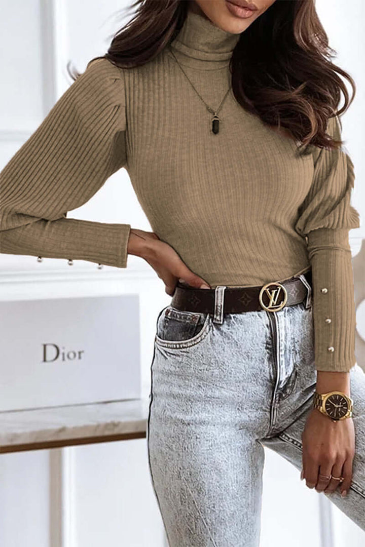 Women's Long Sleeve Turtleneck Top: Cozy & Stylish