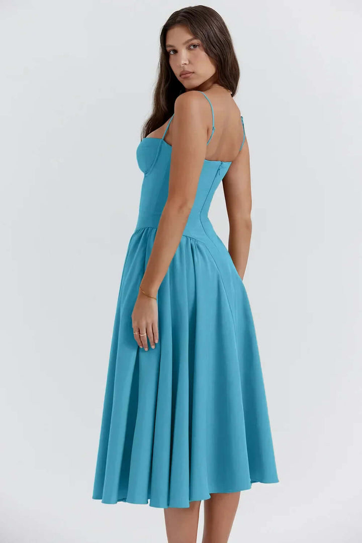 Women's Sleeveless Corset Midi Dress