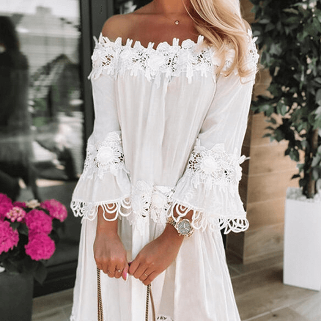 Elegant Off-Shoulder Cotton Dress