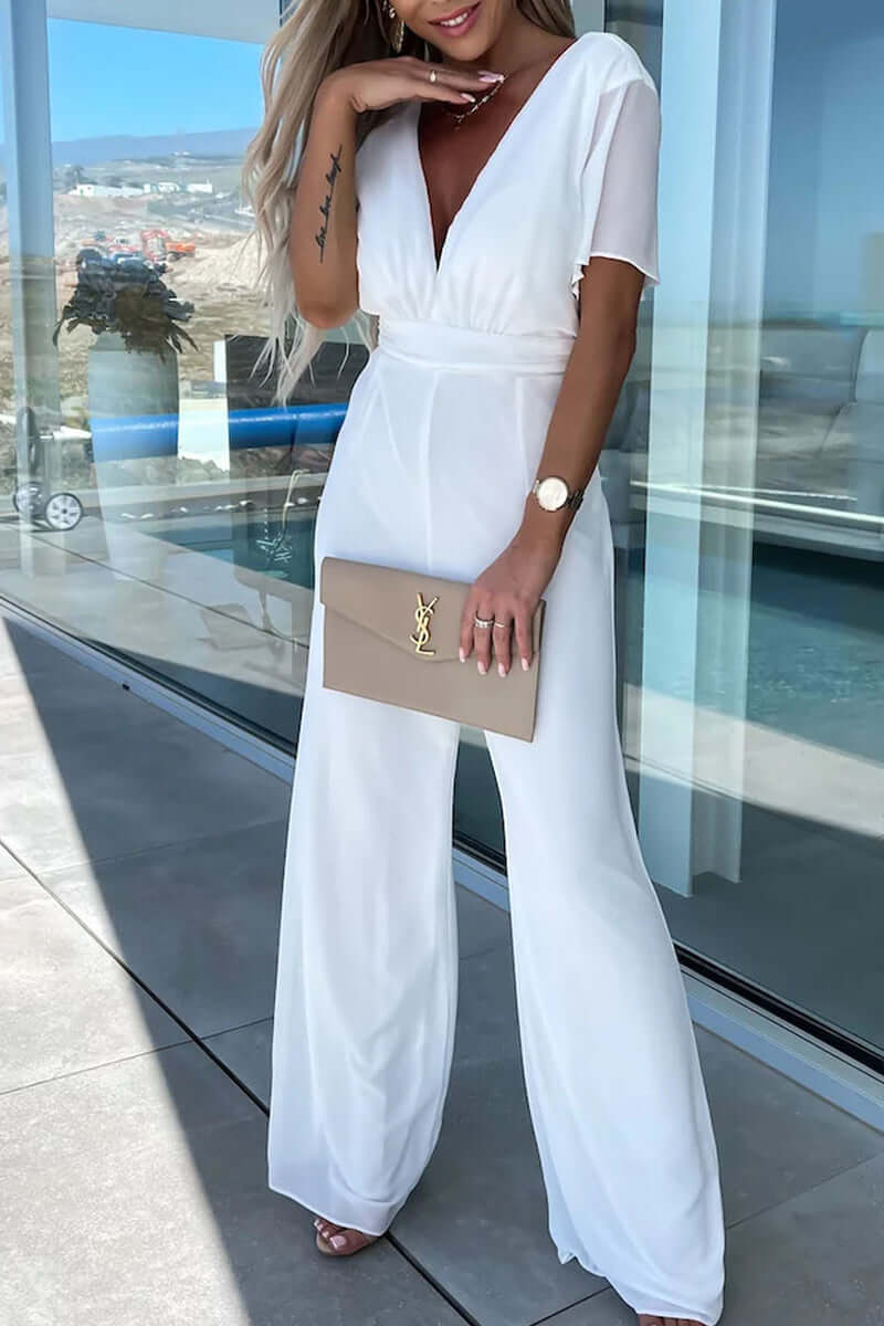 Women's Casual V-Neck Jumpsuit: Effortless Summer Style