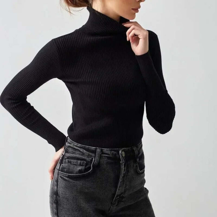 Women's Ribbed Turtleneck Sweater: Cozy & Stylish Knit