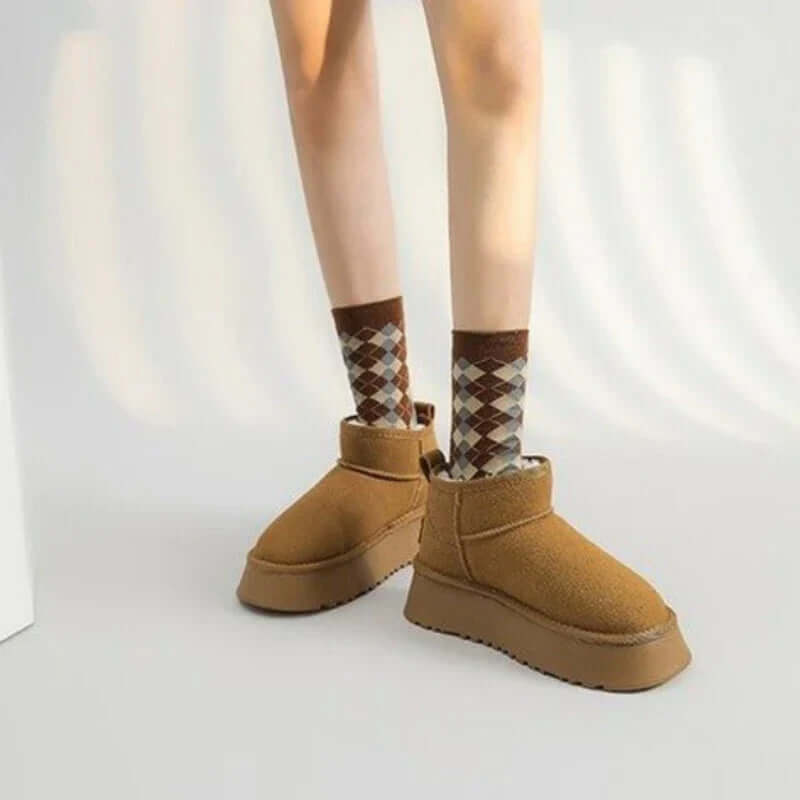 Women's Suede Ankle Boots: Plush, Slip-On, Rugged Sole
