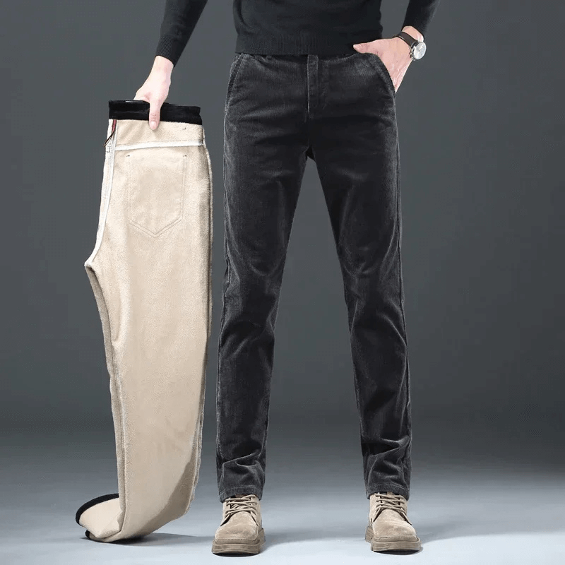 Men's Warm Fleece-Lined Corduroy Trousers