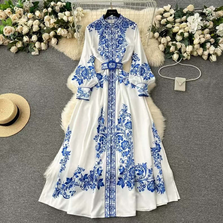 Printed Belted Midi Shirt Dress: Elegant & Casual All-Season Style