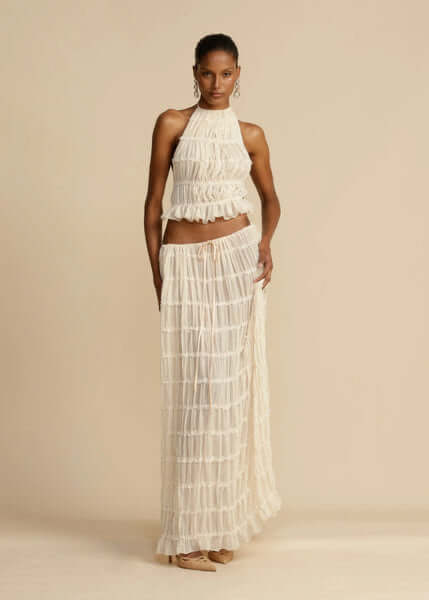 Women's Summer Halter Neck Mini Skirt Set