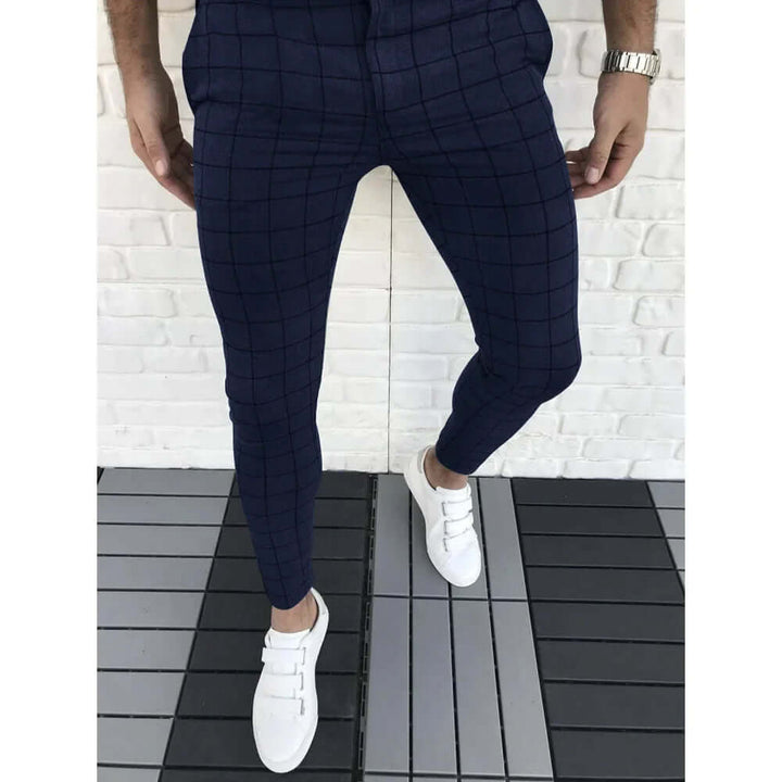 Men's Slim Fit Checked Trousers