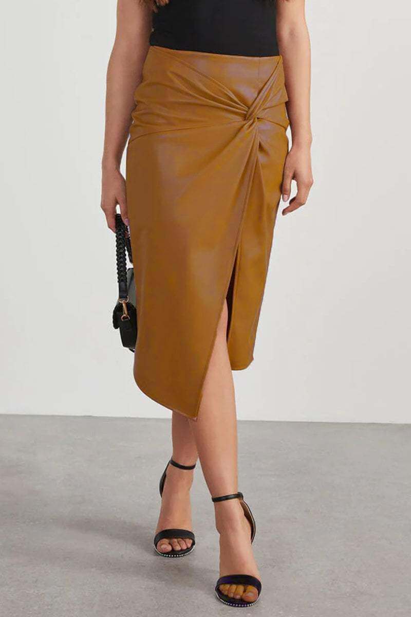 Women's High-Waisted Asymmetric Midi Skirt