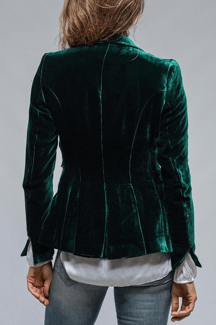 Women's Retro Blazer: Slim Fit, Lapel Collar, Pockets