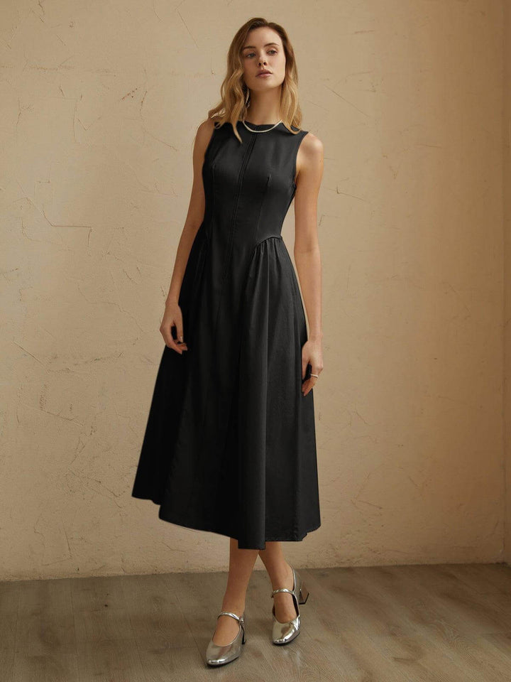 Women's Pleated Midi Dress: Elegant & Flowy