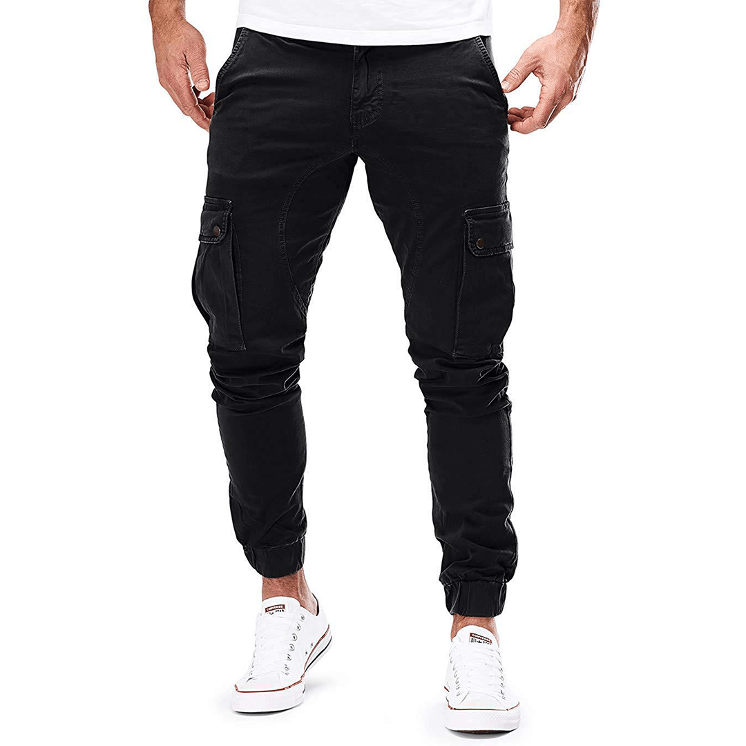 Men's Multi-Pocket Stretch Cargo Pants: Slim Fit, Breathable Trousers