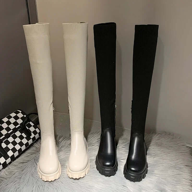 Women's Over-the-Knee Stretch Boots: Stylish & Comfortable Footwear