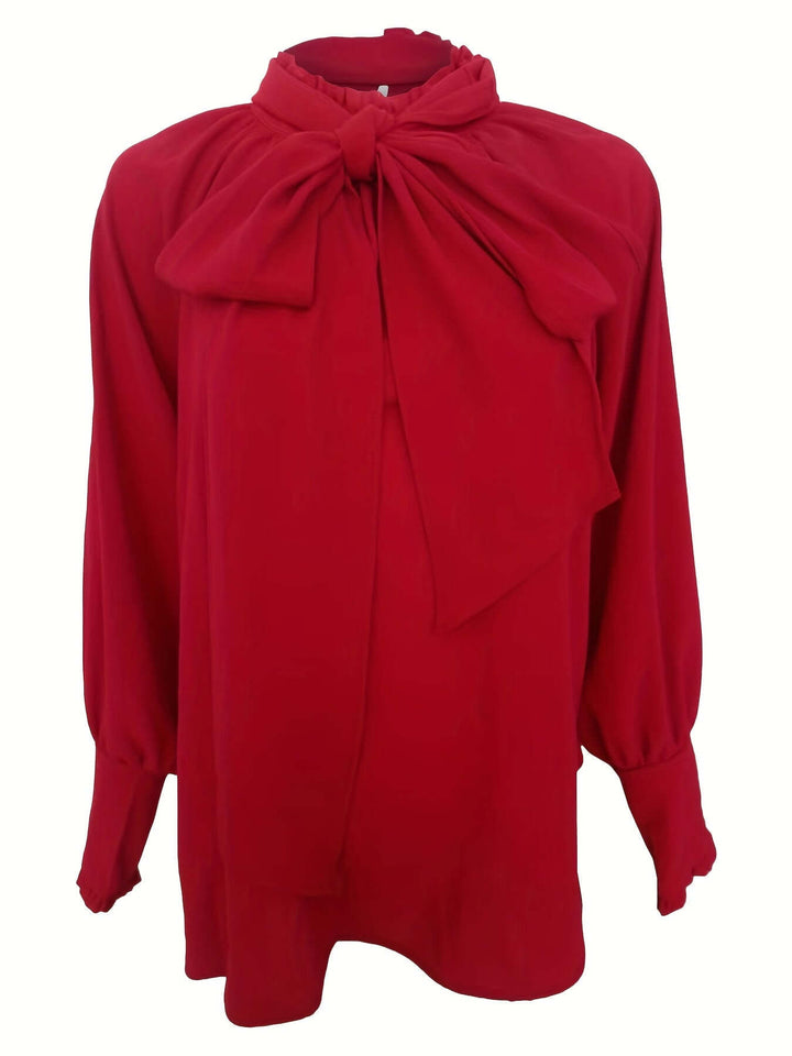 Elegant Puff Sleeve Tie-Neck Blouse for Women