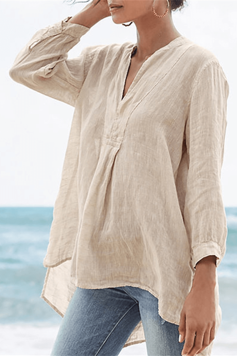 Women's Casual Patchwork V-Neck Top