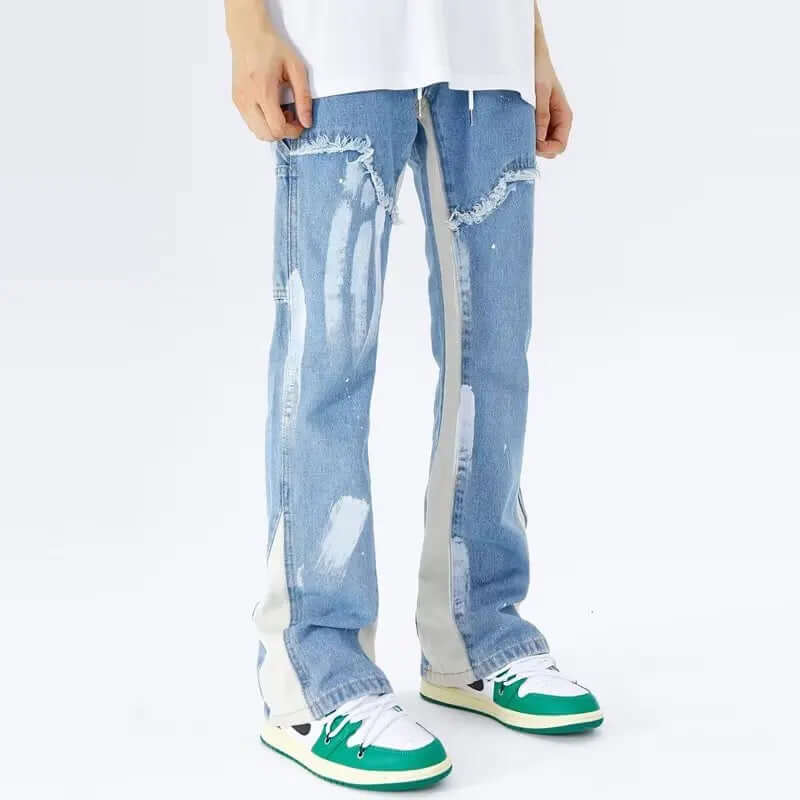 Men's Baggy Flared Denim Jeans: Relaxed Fit, Modern Style