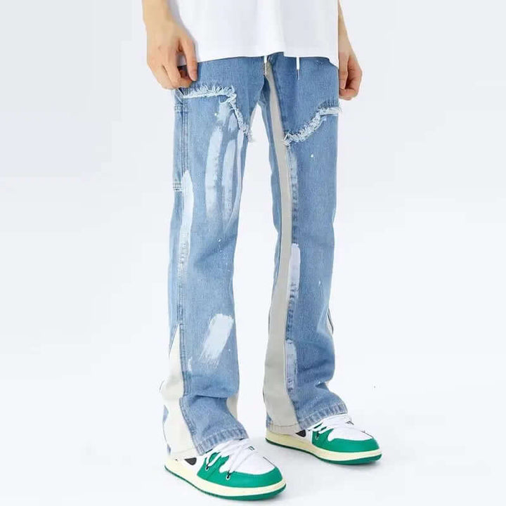Men's Baggy Flared Denim Jeans: Relaxed Fit, Modern Style
