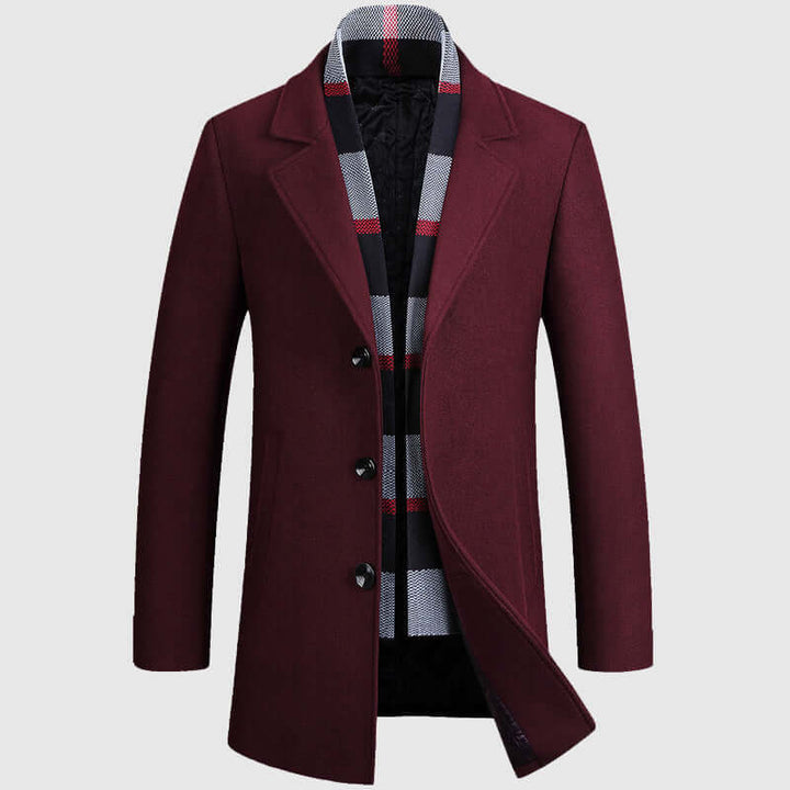 Men's Shawl Collar Wool Blend Coat