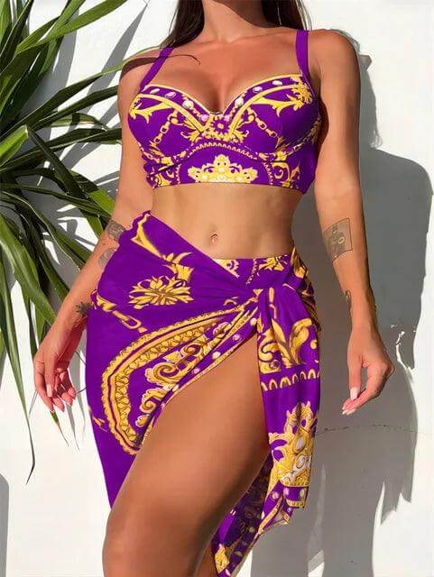 Women's Bohemian High-Waist Bikini Set