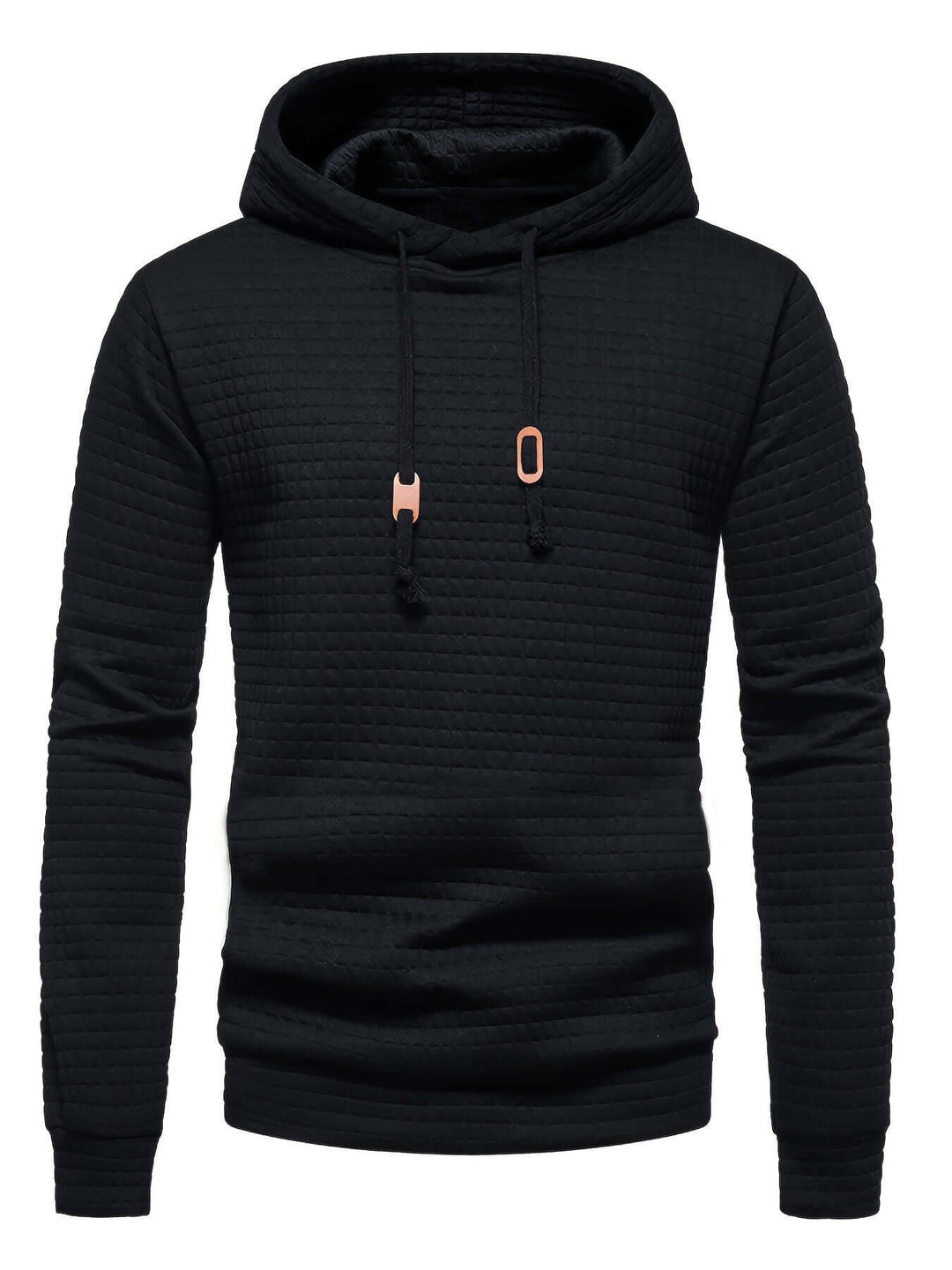 Men's Quilted Hoodie: Regular Fit Pullover with Drawstring