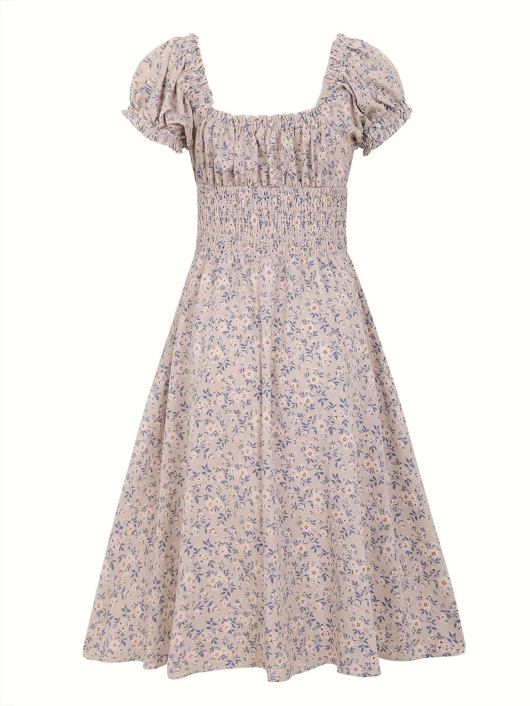Floral Puff Sleeve Midi Dress: Women's Summer Dress