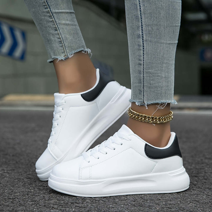 Women's White Leather Low-Top Sneakers