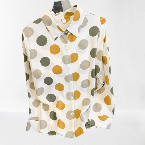 Women's Polka Dot Button-Up Shirt: Stylish & Comfortable