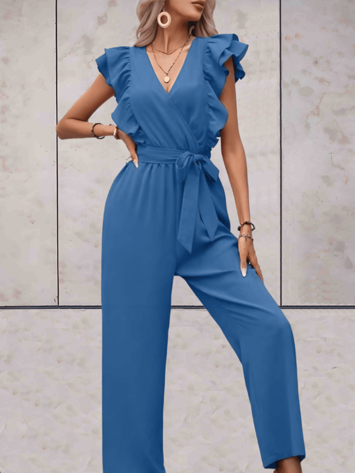 Women's Trendy V-Neck Ruffle Sleeve Jumpsuit