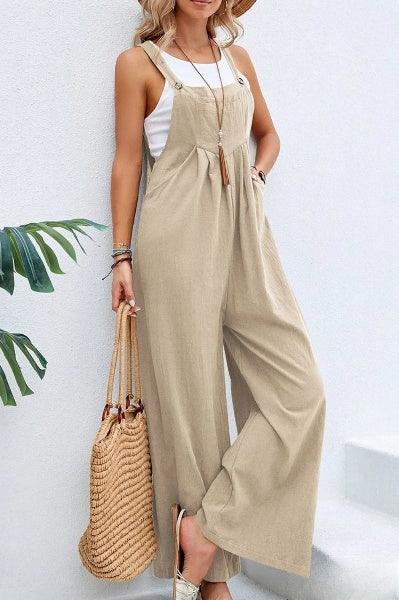 Women's Casual Wide Leg Jumpsuit: Sleeveless Summer Jumpsuit