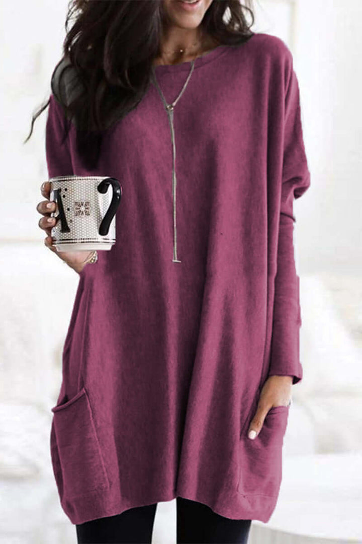Women's Summer Pocket Top: Casual Round Neck T-Shirt