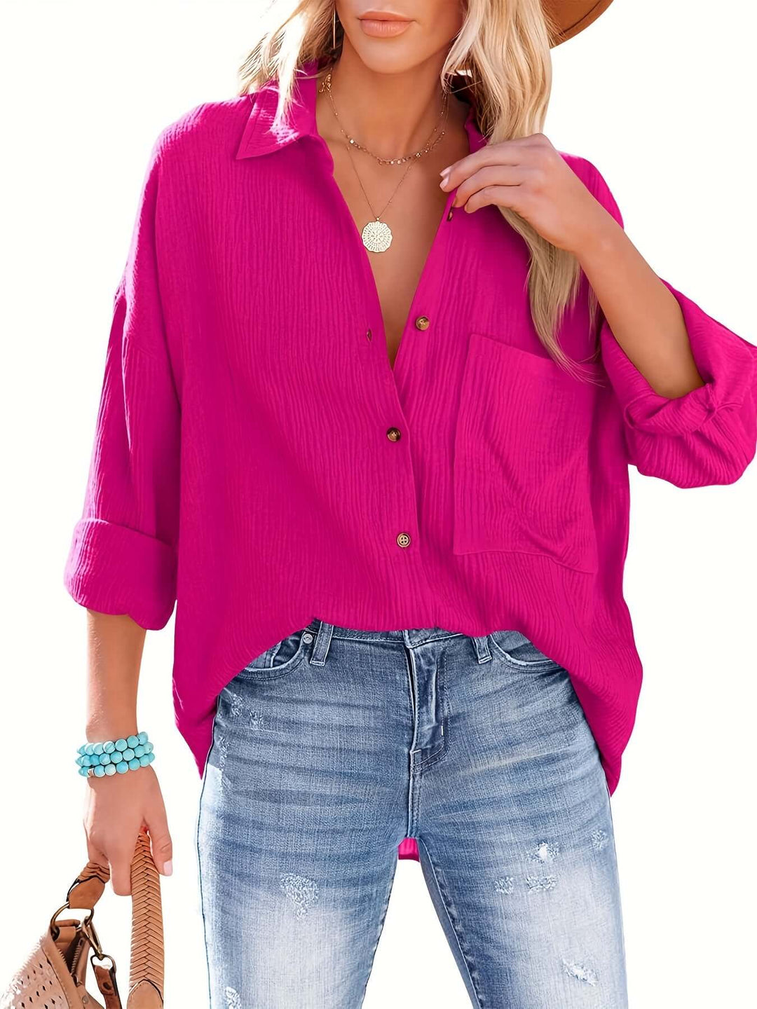 Women's Relaxed Cotton Long Sleeve Shirt