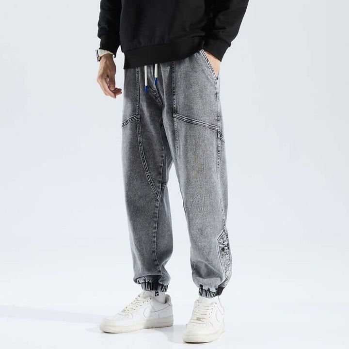 Men's Denim Joggers: Relaxed Fit, Elastic Waist & Cuffs