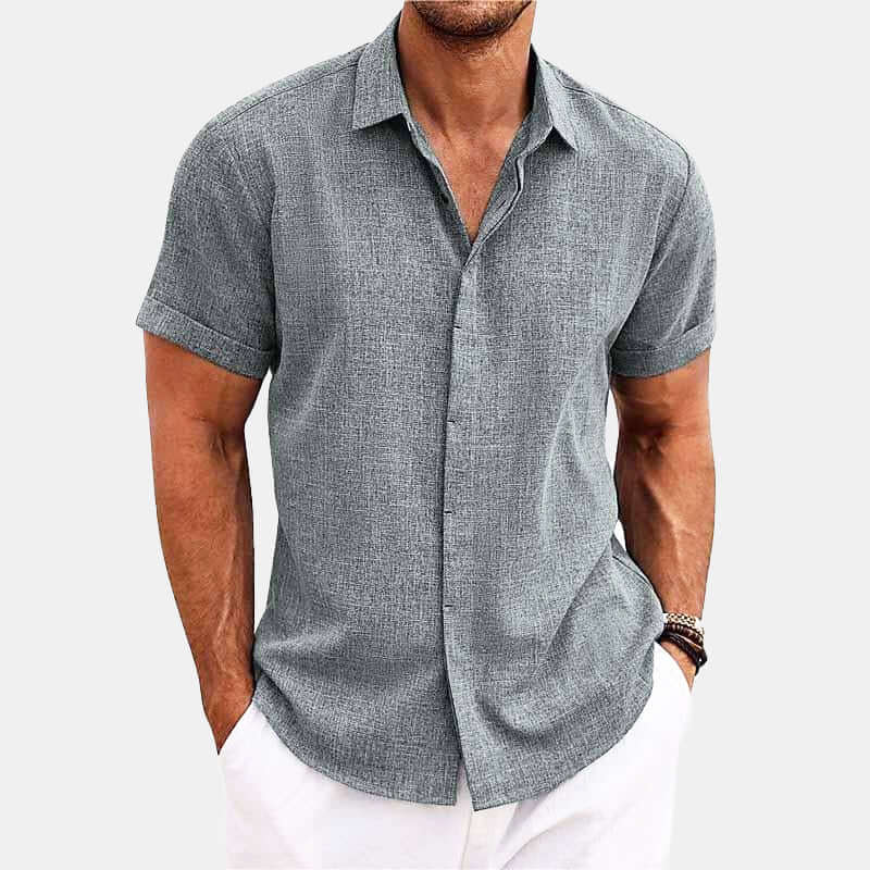 Men's Relaxed Fit Short Sleeve Shirt: Breathable Cotton Blend