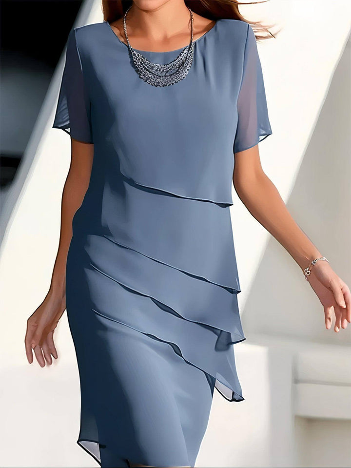 Elegant Chiffon Pleated Midi Dress