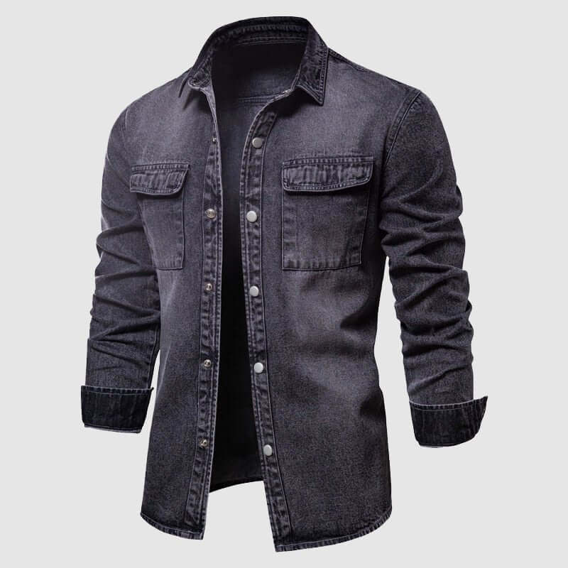 Men's Denim Shirt with Chest Pockets: Relaxed Fit